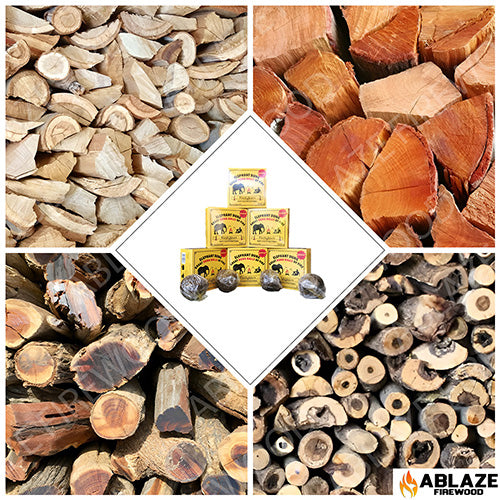 Big Winter COMBO | 5 in 1 - Bluegum, Black Wattle, Doring Hout, Hardwood starters and Great Dung Ball firelighters