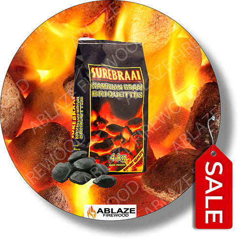 Briquettes 4kg (Surebraai) | Sold Per Bag