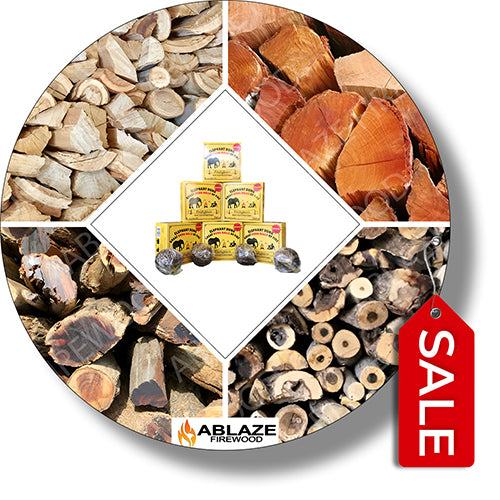 Big Winter COMBO | 5 in 1 - Bluegum, Black Wattle, Doring Hout, Hardwood starters and Great Dung Ball firelighters