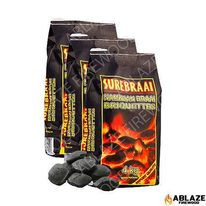 Briquettes 4kg (Surebraai) | Sold Per Bag